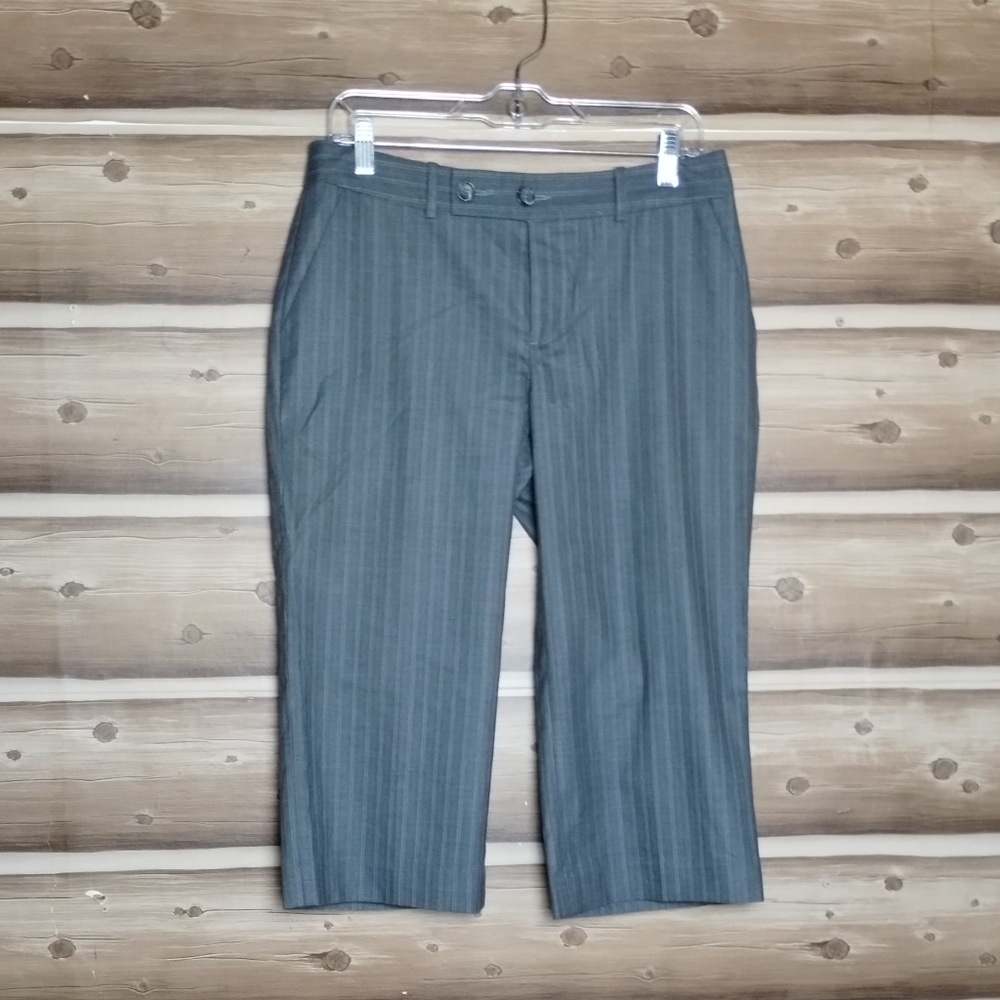5/$30 Banana Republic stretch women‎ striped gray cropped pants size 8